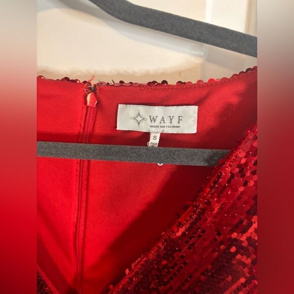 WAYF X EMMA ROSE CARRIE SEQUIN LONG SLEEVE MINIDRESS IN BERRY SIZE SMALL NWOT - Picture 3 of 4